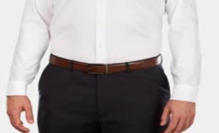 Kenneth Cole Men's Big & Tall Classic Regular Fit Solid Dress Shirt White Size 18.5X32X33