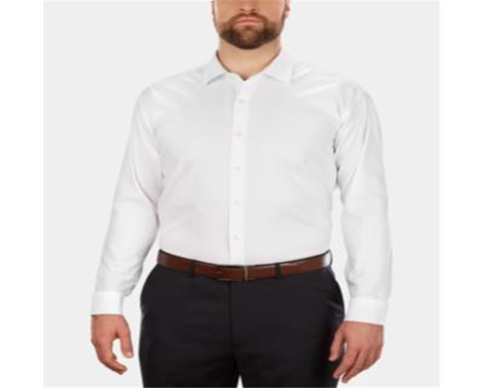Kenneth Cole Men's Big & Tall Classic Regular Fit Solid Dress Shirt White Size 18.5X32X33