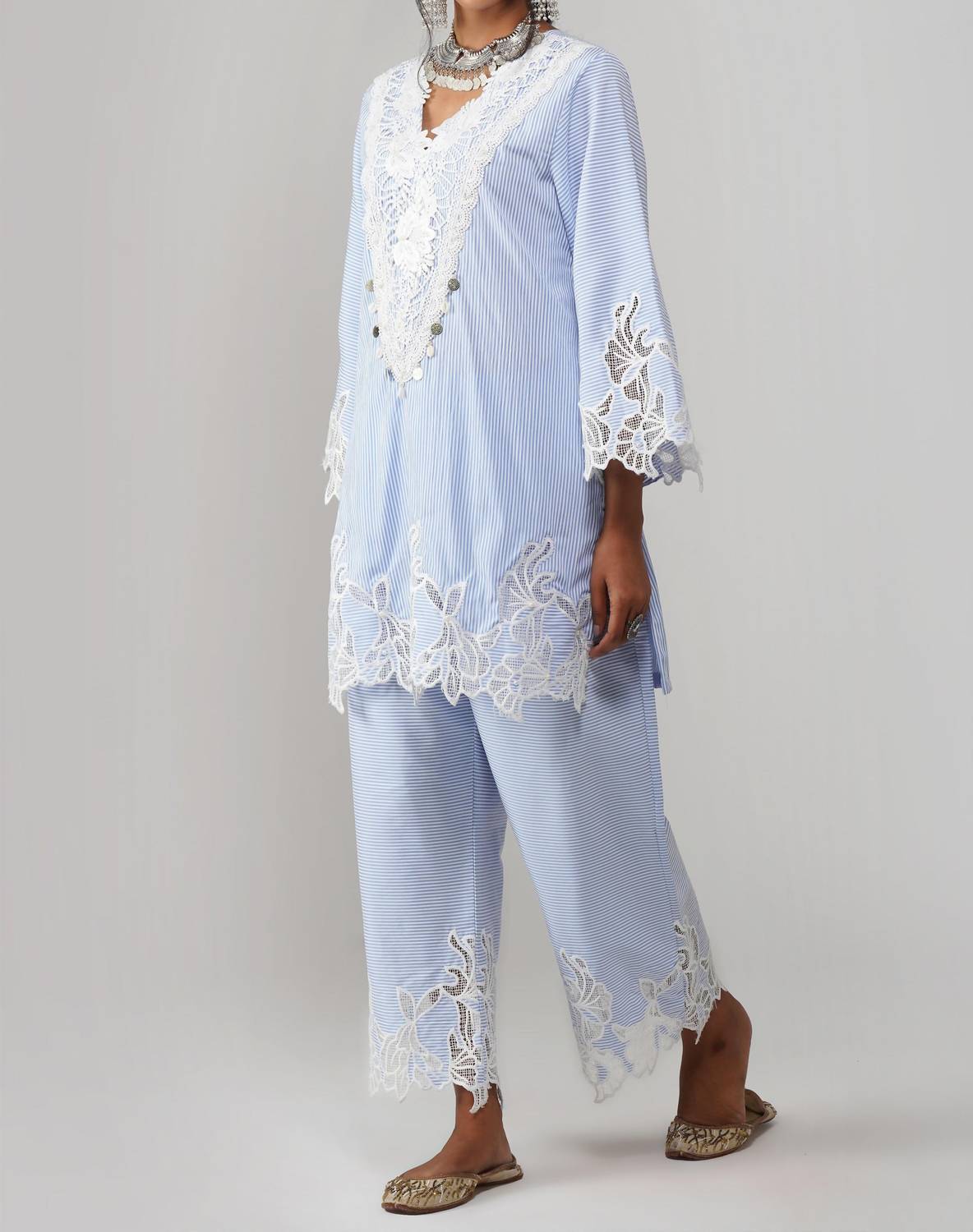 Zaalima Fashion - Stripe Pattern Co-ord Set - Noor-e-rang