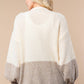 White Birch - Draped in Comfort Color Blocked Sweater Cardigan