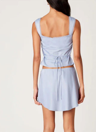 Nia - Sleeveless Lace Trim Tie Back Top