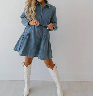 Entro - Long Sleeve Denim Dress