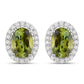 1.92 Carat Genuine Green Tourmaline and White Diamond 14K White Gold Earrings