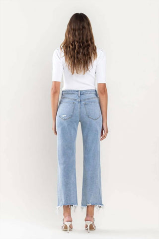 Vervet By Flying Monkey - High Rise Distressed Hem Crop Dad Jeans
