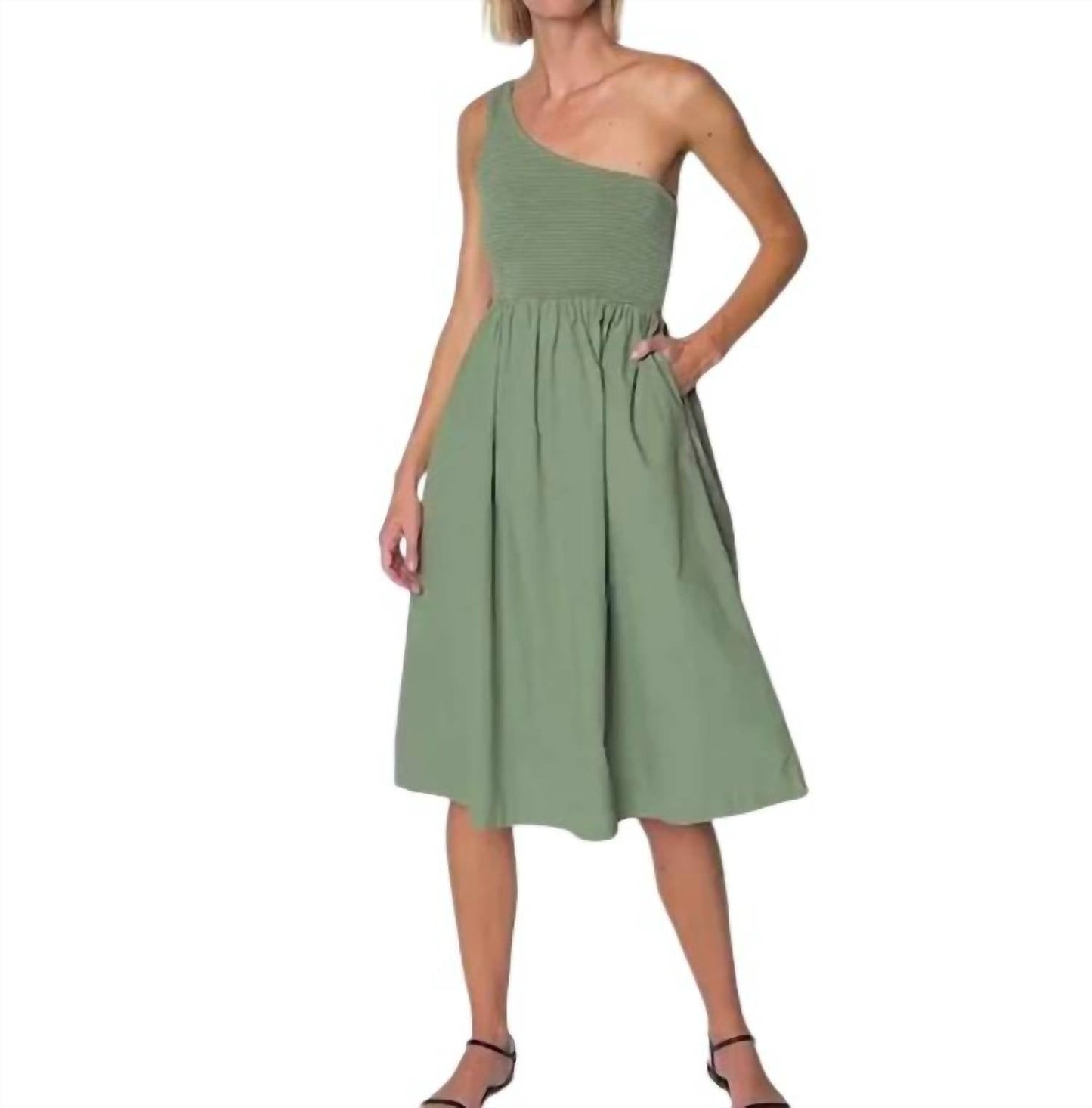 Nation Ltd - Connie One Shoulder Smocked Dress