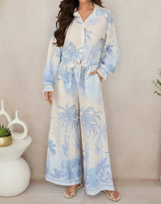 Milio Milano - Tropical Palm Tree Wide Leg Linen Pants
