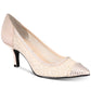 Caparros Women's Rhinestone Lace Quillian Pointed Toe Kitten Heel Slip On Dress Pumps Brown Size 7.5 M