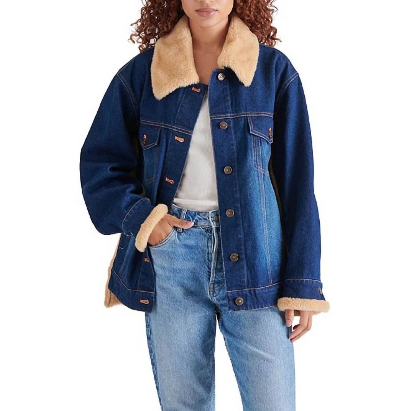 Steve Madden - Winona Denim Faux Fur Jacket