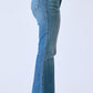 Judy Blue - Women's Tummy Control Petite Flare Double Button Waist Band Jeans