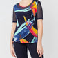 Frank Lyman - Patterned Mesh Scoop Neck Top