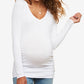 Motherhood Maternity Women's Long Sleeve Side Ruched Maternity T-Shirt White Size Medium