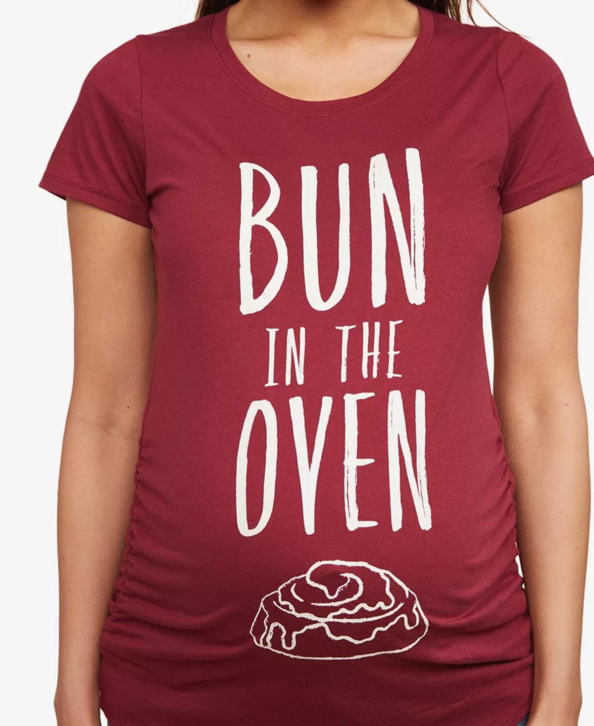 Motherhood Maternity Women's Bun In The Oven Maternity Tee Red Size Small