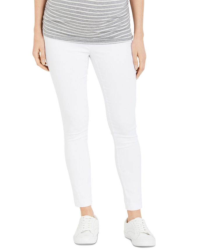 Motherhood Maternity Women's The Maia Secret Fit Belly Skinny Ankle Pants White Size Medium