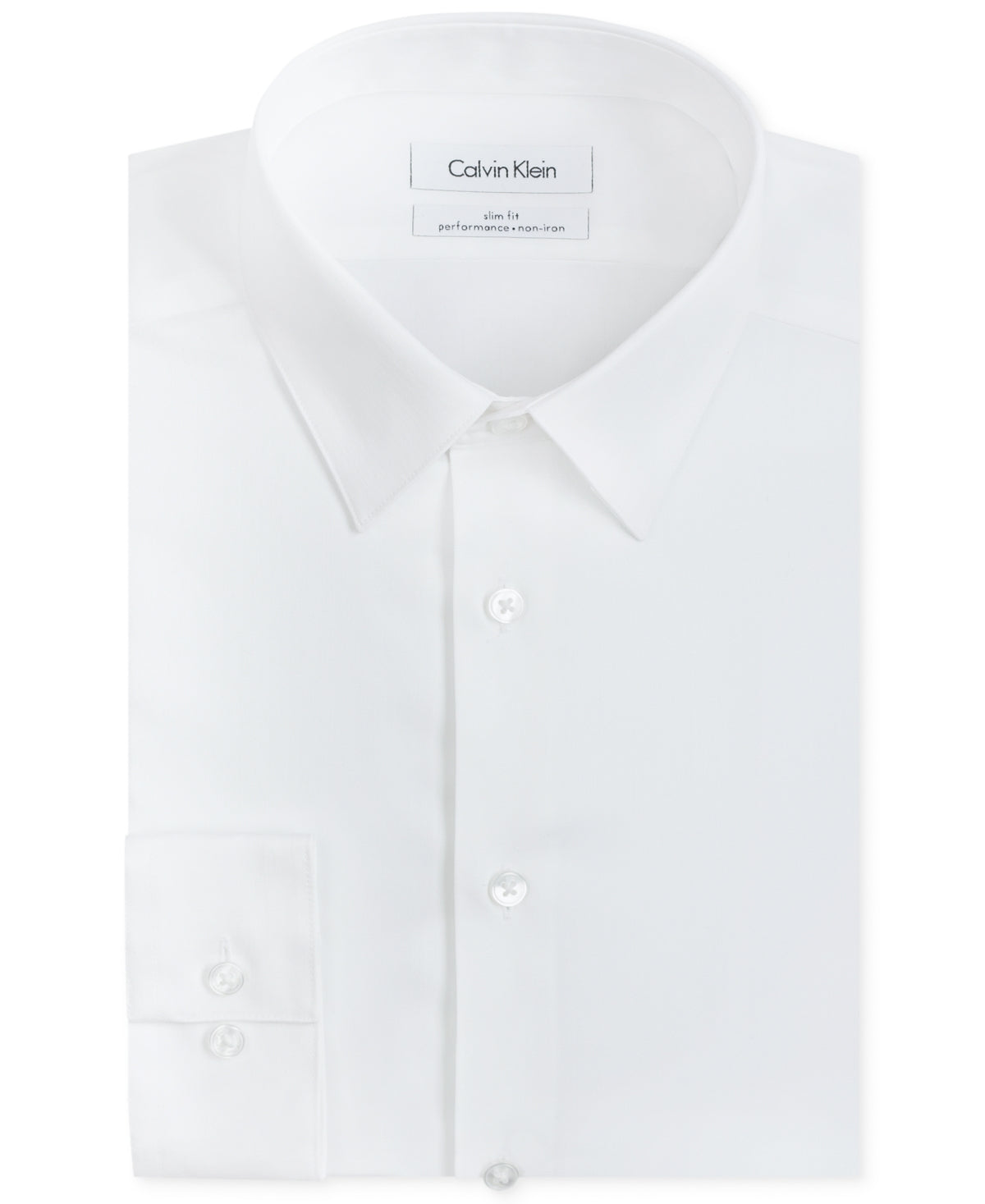 Calvin Klein Men's Slim Fit Non Iron Point Collar Dress Shirt White Size 15.5X34X35