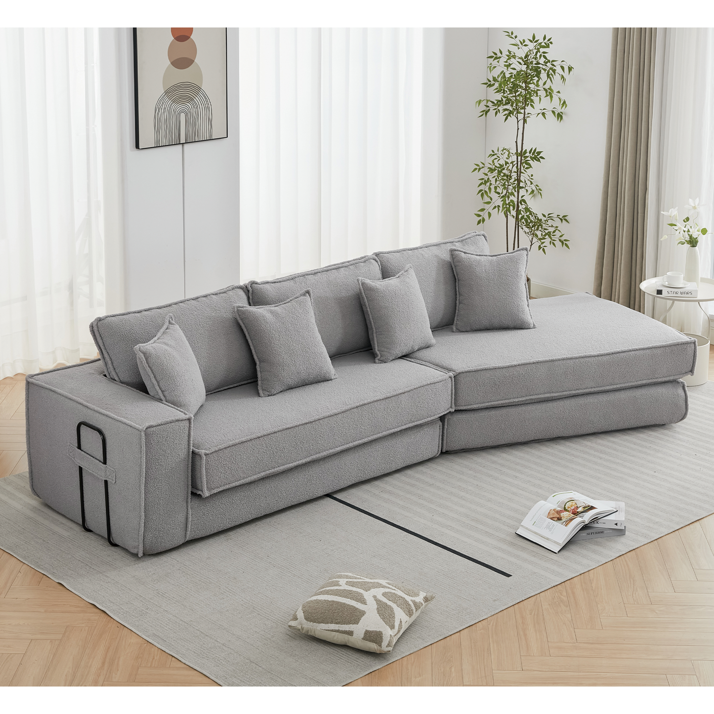 Folding Convertible 3-Seat Sleeper Sofa Bed in Gray