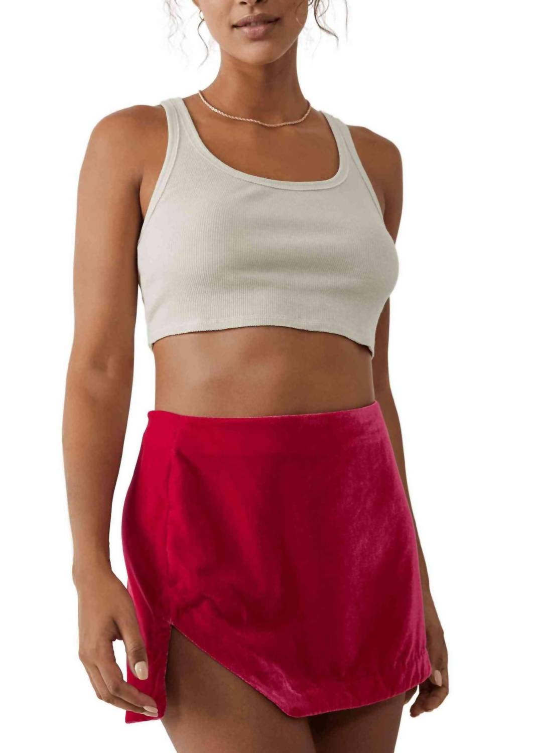 Free People - Velvet Curved Hem Mini Skirt