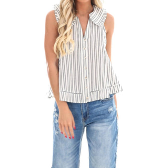 Ee:Some - Look My Way Stripe Collar Top