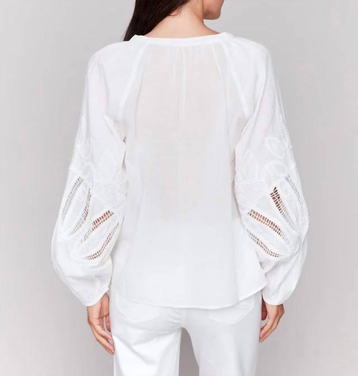 Charlie B - Cotton Button-front Blouse With Embroidery
