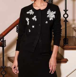 Fifteen Twenty - Bree Embellished Leaf Embroidery Cardigan