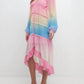 2.7 August Apparel - High Low Tie Dye Color Ruffle Dress