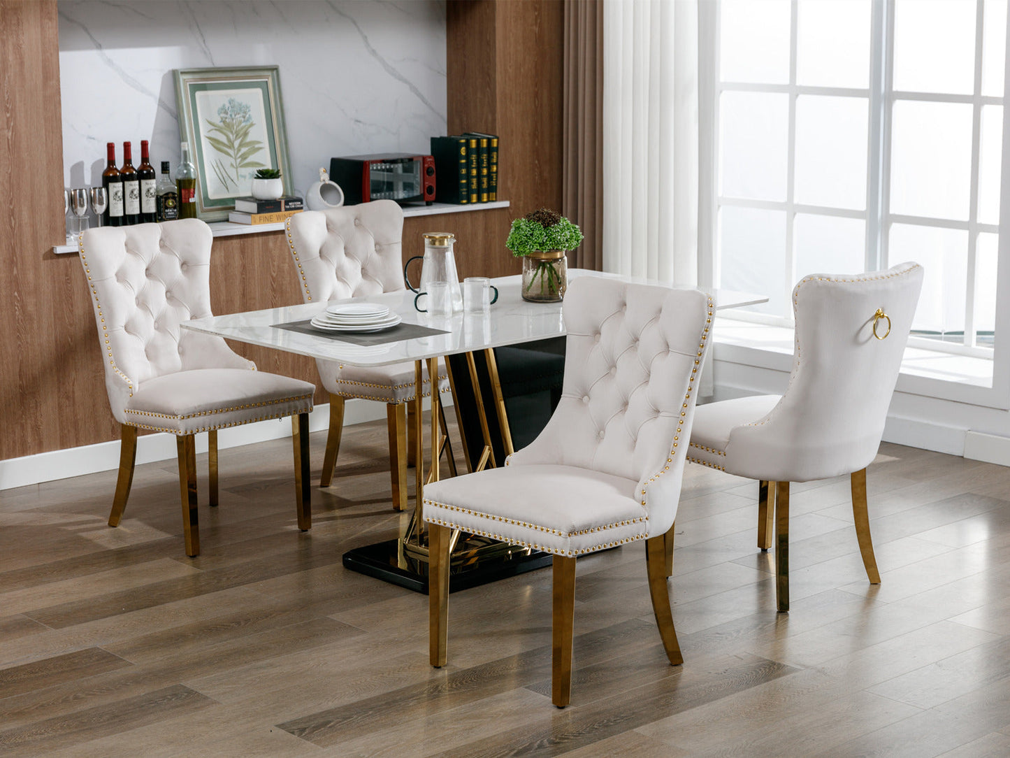 Nikki Collection Modern Tufted Velvet Upholstered Dining Chairs - Set of 2