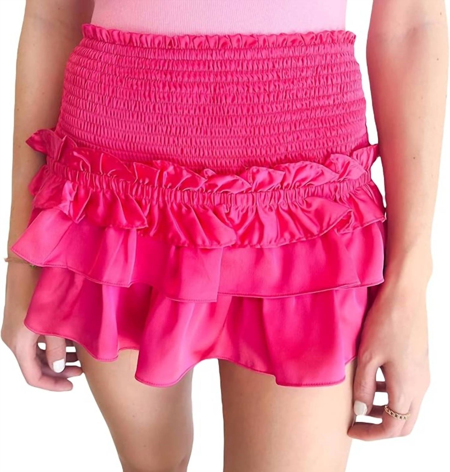 Day + Moon - Smocked Waist Ruffle Mini Skirt