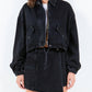 American Bazi - Cropped Denim Jacket With Drawstring Waist