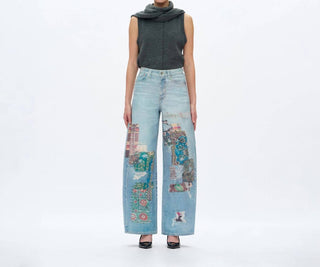 Bayeas - Transfer Print Barrel Jeans