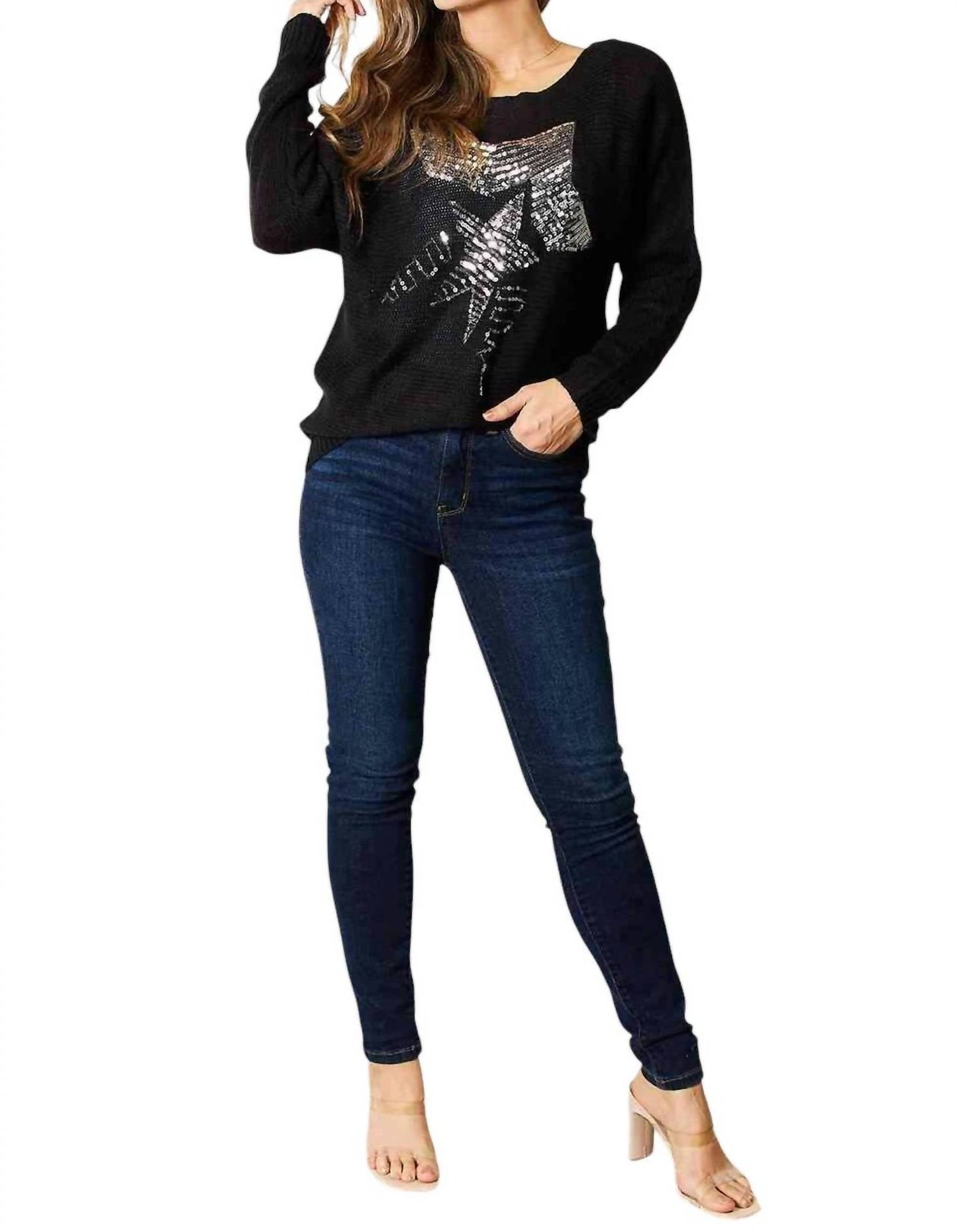 Double Take - Shimmering Sequin Dolman Sweater