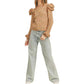 &Merci - Ruffled Shoulder Mix Knit Sweater