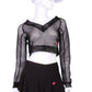 Love Love Tennis - Women's Fishnet Straight Back Vee Crop Top