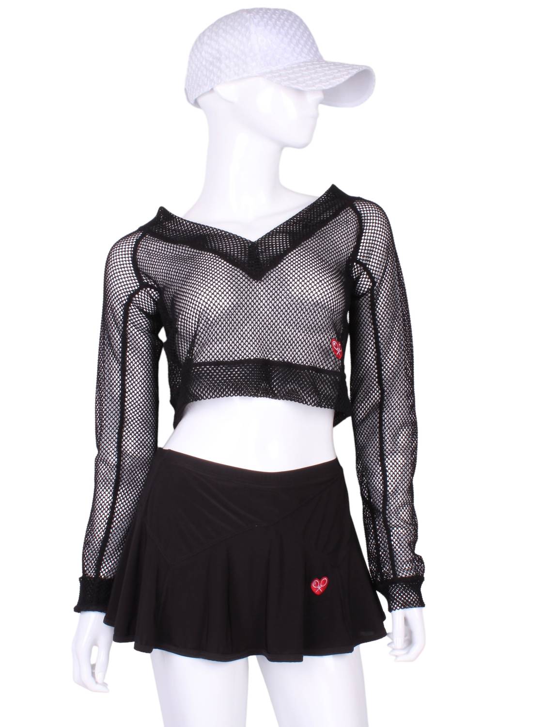 Love Love Tennis - Women's Fishnet Straight Back Vee Crop Top