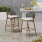 Outdoor Bar Height Metal Frame Counter Stools with Scallop-Shaped Backrest & Water-Resistant Cushions