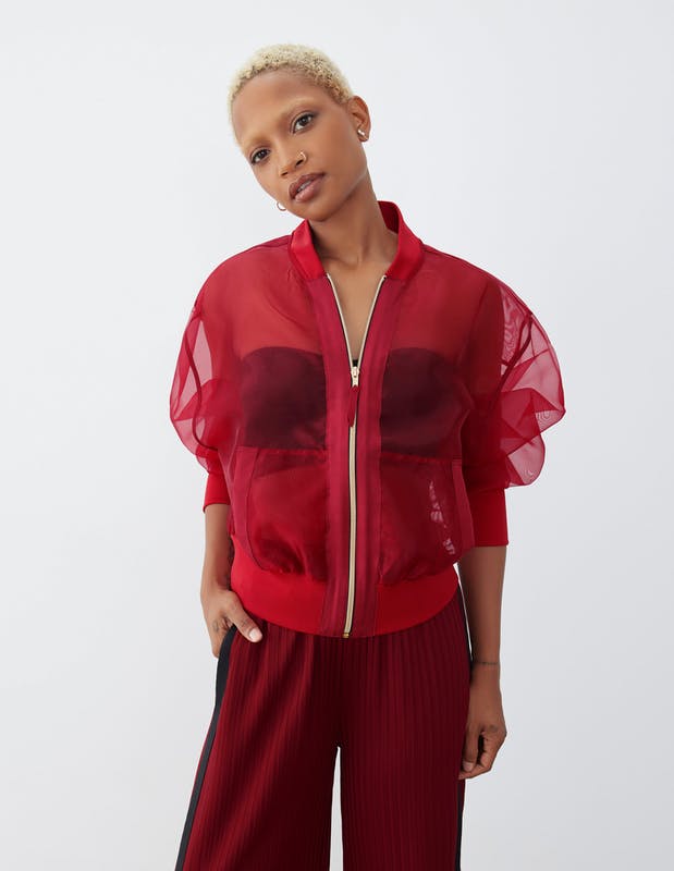 Sheer Bomber Jacket Port