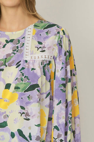 Entro - Floral Crochet Trim Blouse
