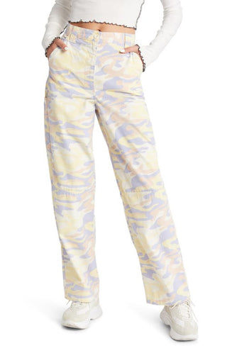 Topshop Blue Camo Print Utility Pants