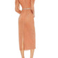 Mac Duggal - Beaded Wrap Over Puffsleeve Midi Dress