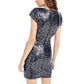 Teeze Me | Mesh Deep V Sequin Bodycon Dress | Navy/Royal