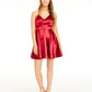 Teeze Me Women's Zippered Spaghetti Strap Sweetheart Neckline Short Party Fit Flare Dress Red Size 5