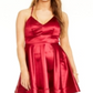Teeze Me Women's Zippered Spaghetti Strap Sweetheart Neckline Short Party Fit Flare Dress Red Size 5