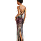 Teeze Me Women's Sequined Slitted Cross Back Spaghetti Strap Sweetheart Neckline Full Length Evening Sheath Dress Red Size 9