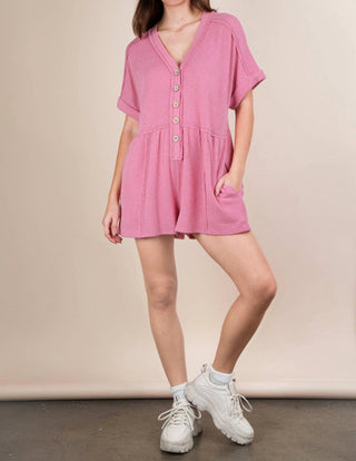 Very J - Two Tone Ribbed Knit Comfy Casual Romper