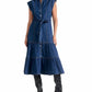 Elan - Denim Cap Sleeve Midi Dress