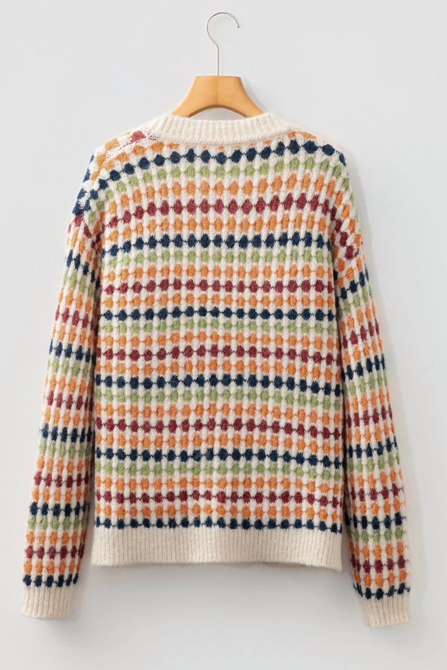 1 The Woman - Dotty Pattern V Neck Sweater Cardigan
