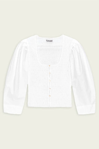 Ganni - Cotton Poplin Smock Blouse