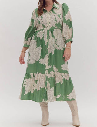 Entro - Floral Button-up Midi Dress