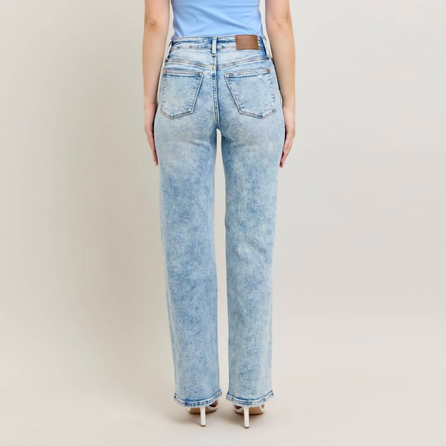 Judy Blue - High Waisted Mineral Wash Destroy 90's Straight Leg Jeans