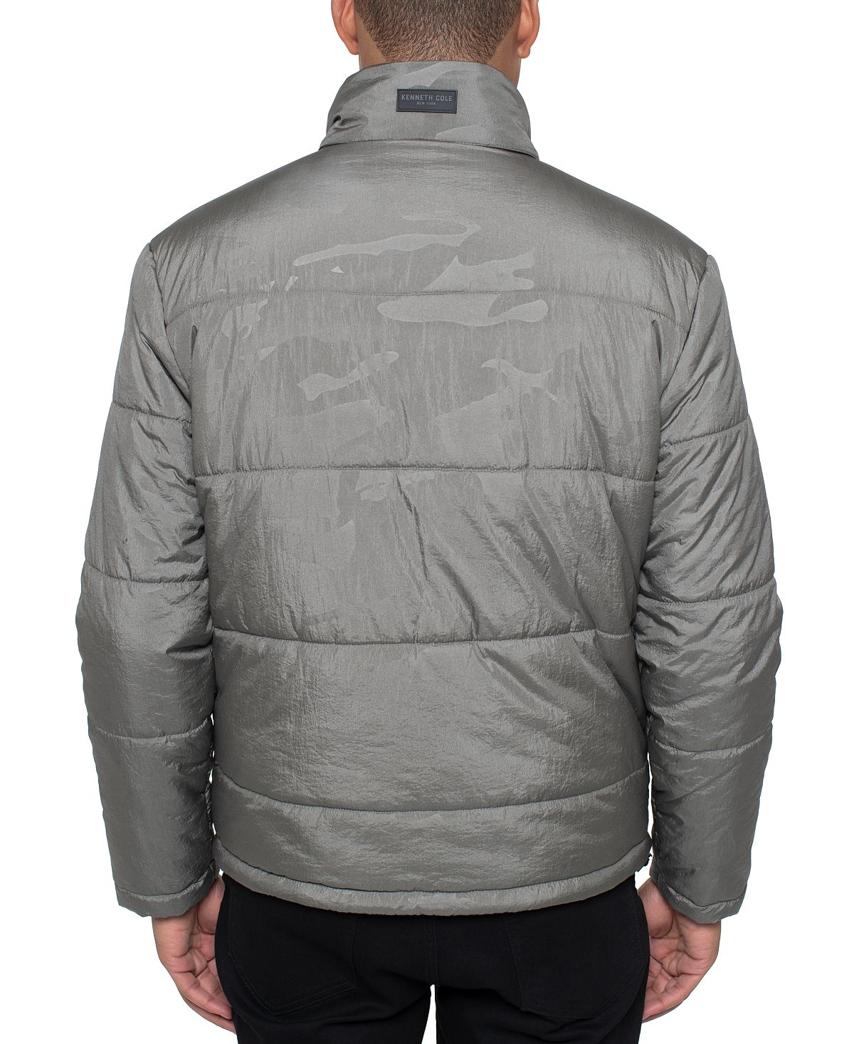 Kenneth Cole Men's Full Zip Puffer Jacket Gray Size Medium