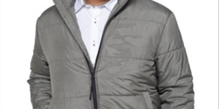 Kenneth Cole Men's Full Zip Puffer Jacket Gray Size Medium