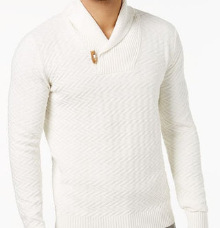 Sean John Men's Ribbed Shawl Collar Sweater White Size XX-Large